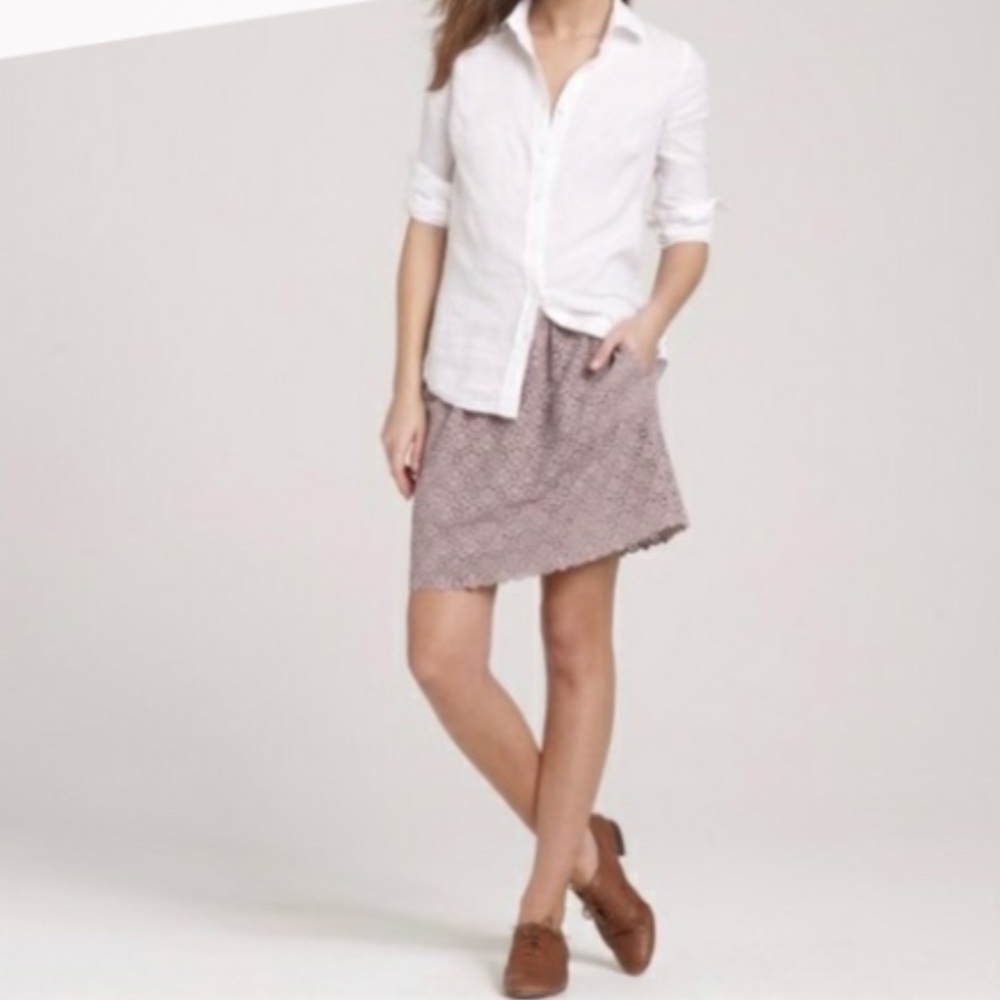 J. Crew NWOT Lace Crochet Eyelet Lilac Lavender Pastel Pull On Skirt size 4